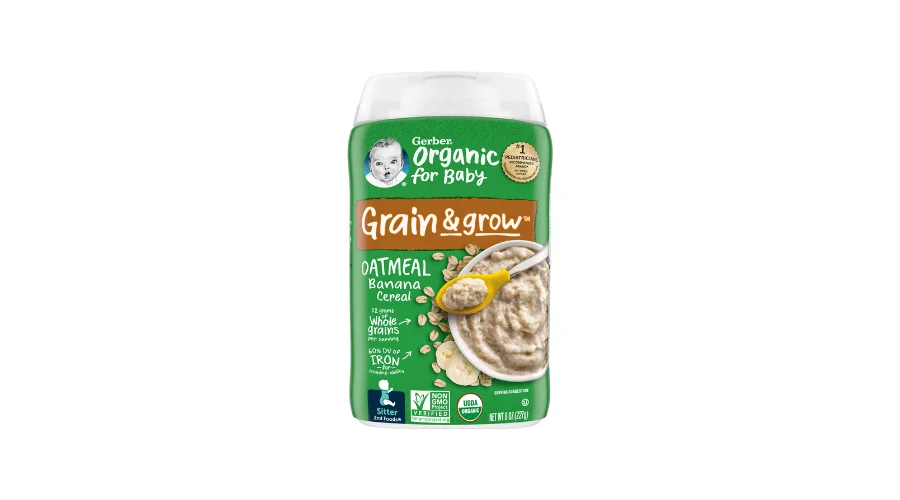 Gerber, organic for baby, grain & grow, 2nd Foods, Oatmeal Banana Cereal 