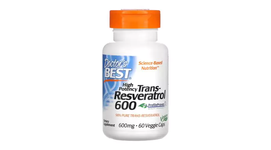 Doctor's Bеst, High Potеncy Trans-Rеsvеratrol 600, 600 mg, 60 Vеggiе Caps